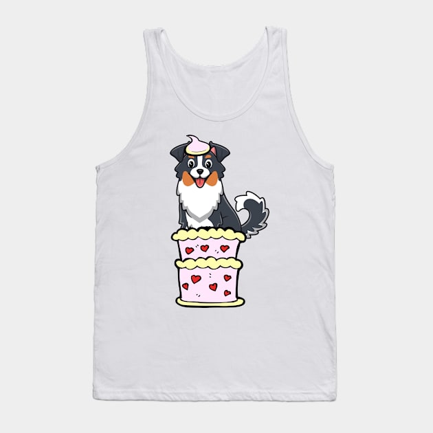 Collie dog Jumping out of a cake Tank Top by Pet Station